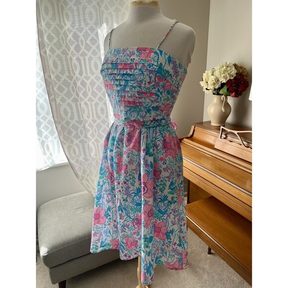Vintage The Lilly Pulitzer Size 10 Floral Dress, See Measurements, Beautiful! - Picture 1 of 8